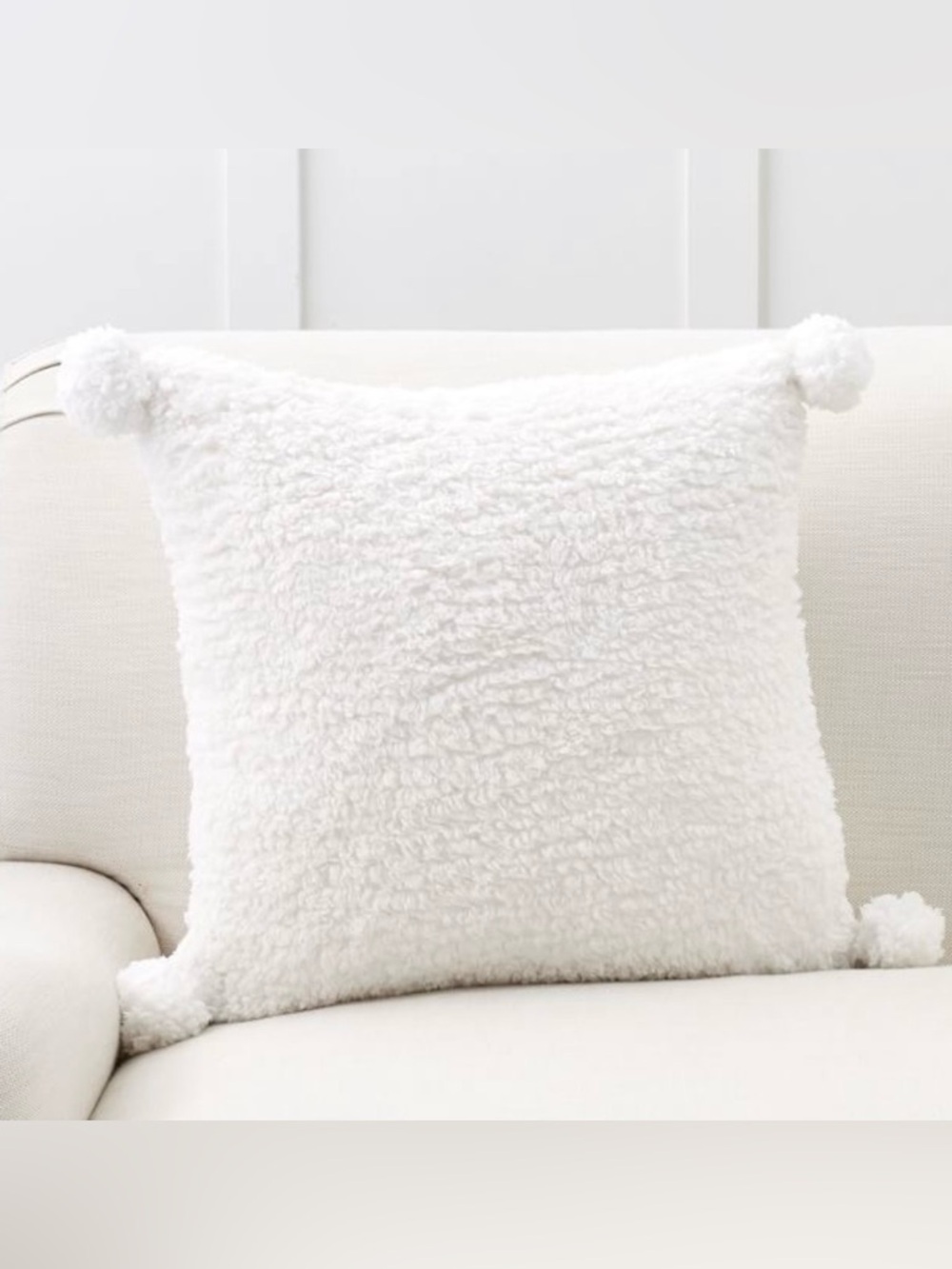 Pottery Barn Cozy Plush White Sherpa Throw Pillow Cover